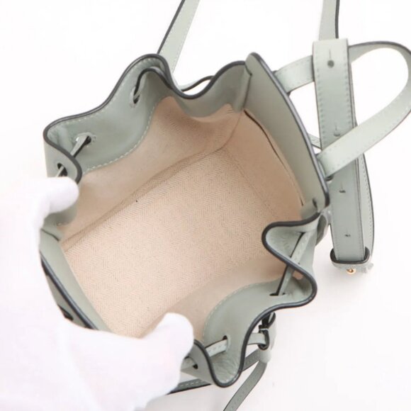 Loewe Hammock Drawstring Mini Leather Shoulder Bag Green - Picture 8 of 12